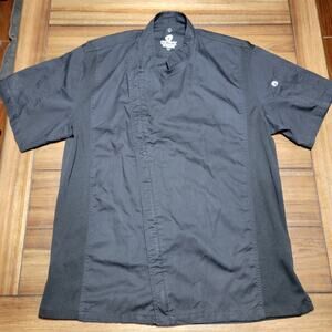 Chef Works Black Short Sleeve Zip Uniform Top - Size Large